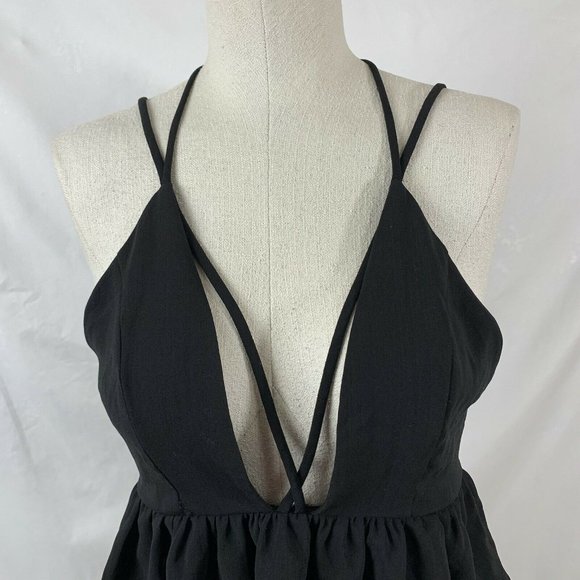 Deep V Neck Crop Top Peplum Top Size Small Silence + Noise Sleeveless - Picture 3 of 10